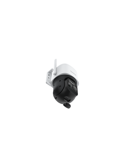 Witte Reolink G790 4G PTZ-buitencamera met zwarte dual-lens module, antenne en wandbevestiging voor draadloze beveiliging.