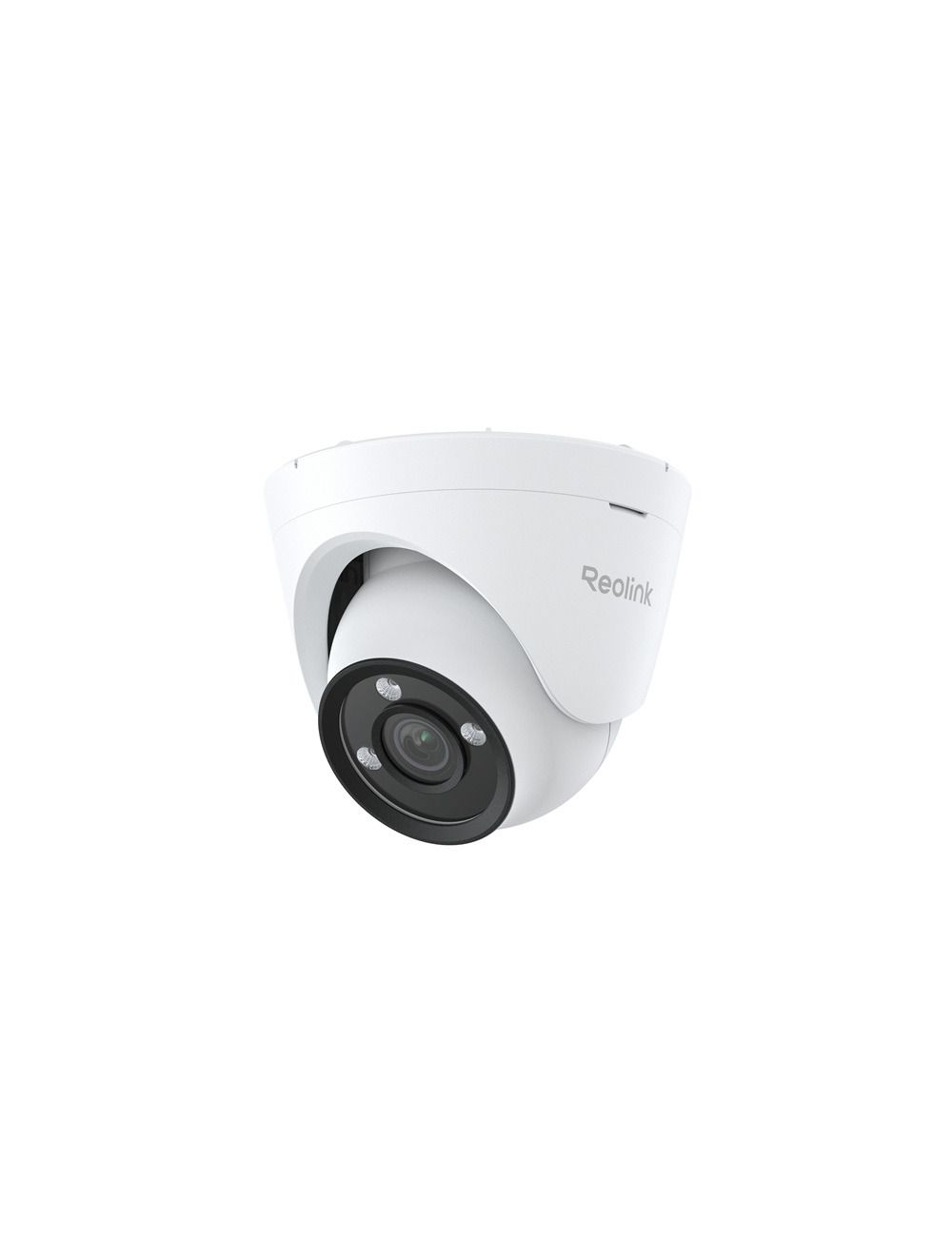 Witte Reolink P335X 4K PoE dome-beveiligingscamera met ColorX-lens en ingebouwde spotlights voor buiten.