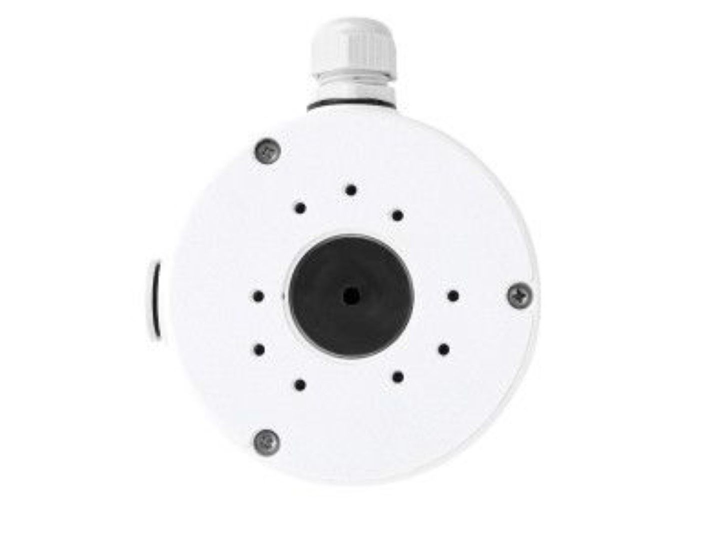 Witte Reolink RLA-JBS1-W montagebox voor bullet camera's met kabelwartel voor een nette, waterbestendige installatie.