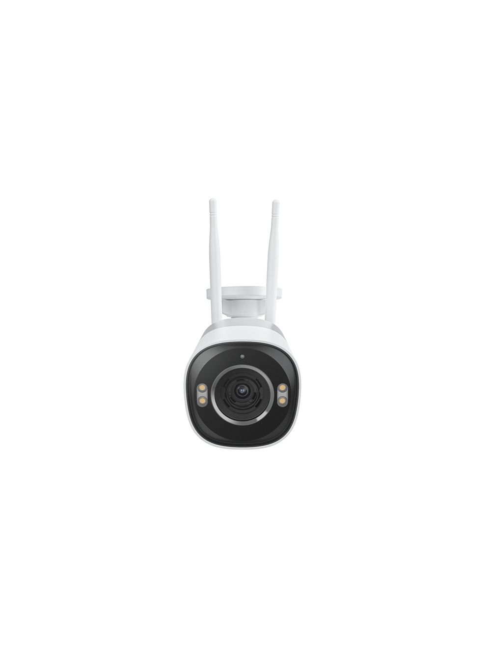 Witte Reolink 8MP WiFi 6 bullet buitencamera met dubbele antennes, optische zoomlens en ingebouwde LED-spotlights.