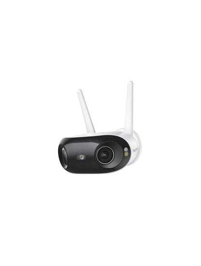 Witte Reolink W740 dual-lens bullet camera met zwarte frontplaat, twee antennes en ingebouwde spotlights voor buiten.