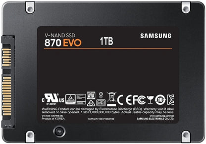 Zwarte Samsung 870 EVO 1TB 2,5 inch SATA SSD voor Eufy HomeBase 3 opslaguitbreiding.