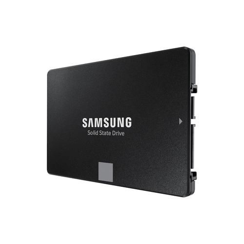 Zwarte Samsung 870 EVO 1TB SSD voor Eufy HomeBase 3 met strak design en SATA-aansluiting.