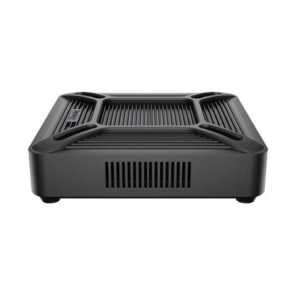 Compacte zwarte Synology VS600HD bewakingsclient met een geribbeld ontwerp en ventilatieopeningen voor videowall-beheer.