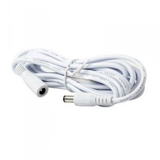 Witte 12V verlengkabel van 3 meter met DC-aansluiting voor beveiligingscamera's.