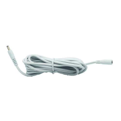 Witte 3 meter 5V verlengkabel voor beveiligingscamera's met mannelijke en vrouwelijke DC-aansluiting.