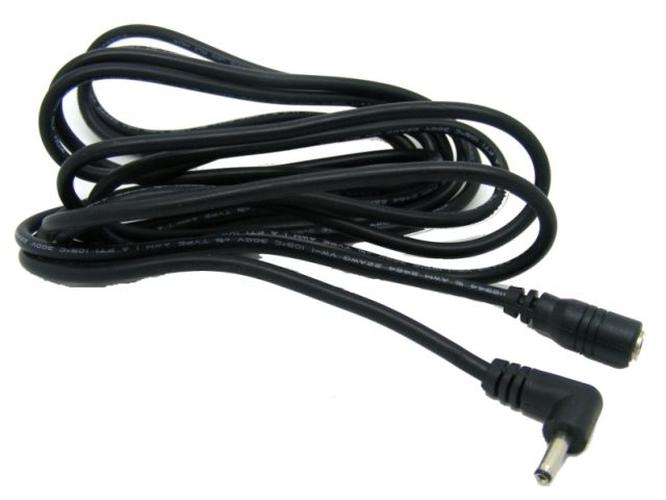 Zwarte 3 meter Foscam verlengkabel met een rechte en een haakse 5V DC-connector.