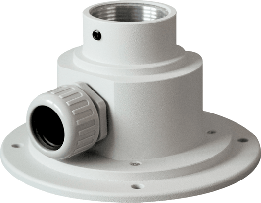 Grijze Vivotek AM-114 ronde montageadapter voor dome camera's met kabeldoorvoer, diameter 160mm.