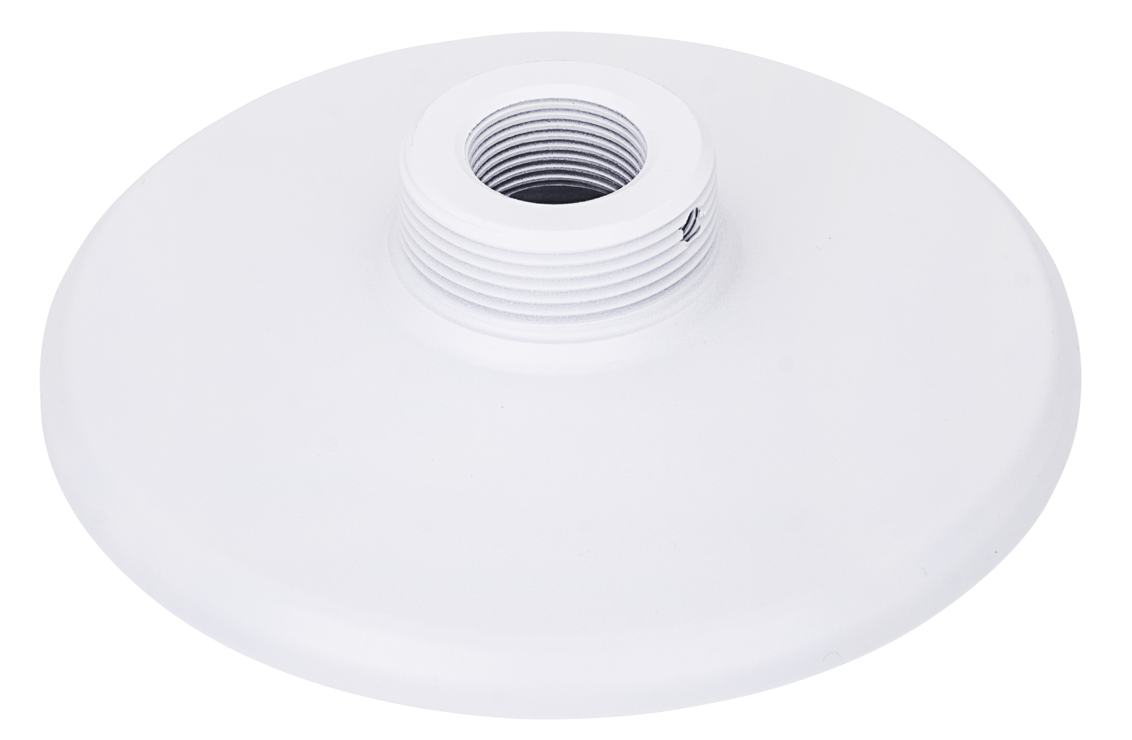 Witte Vivotek AM-528 ronde montageadapter met schroefdraad voor dome camera's, 136mm diameter en 35mm hoog.