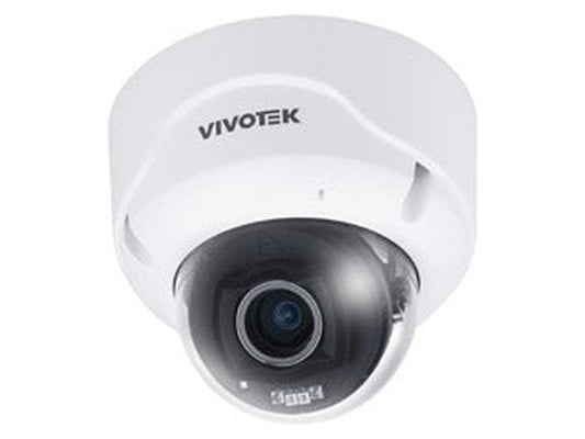 Witte Vivotek FD9389-EHTV-V3 5MP dome beveiligingscamera voor buiten met varifocale lens en IR-nachtzicht.
