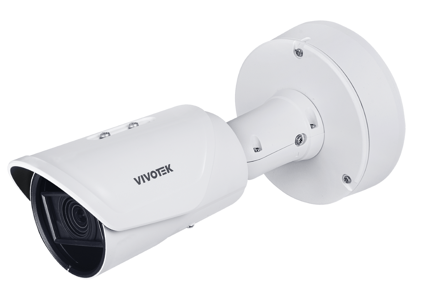 Witte Vivotek IB9391-EHTV-v2 outdoor bullet beveiligingscamera met vandaalbestendige behuizing en lens.
